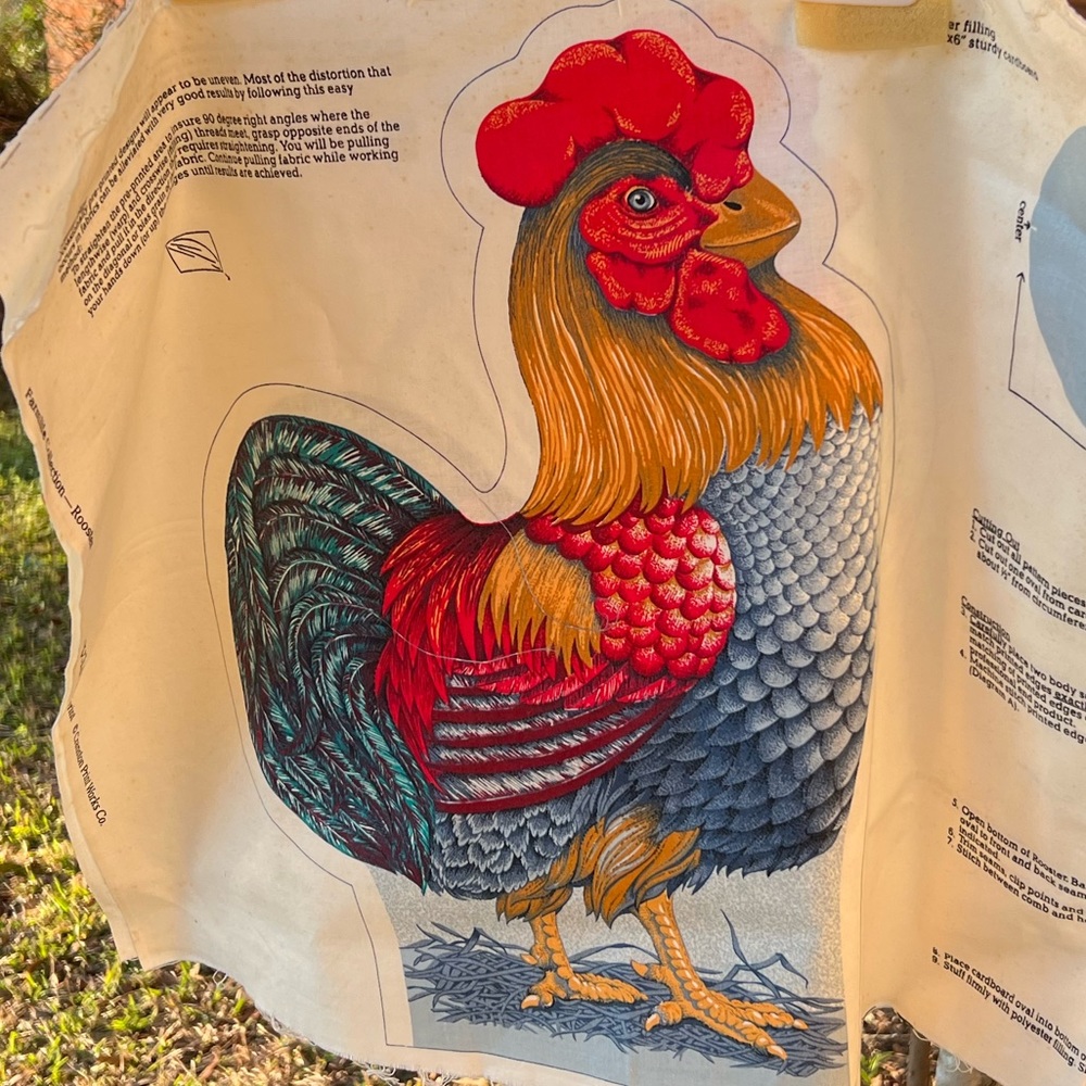 VINTAGE arts and crafts project ROOSTER PILLOW …two-sided!
